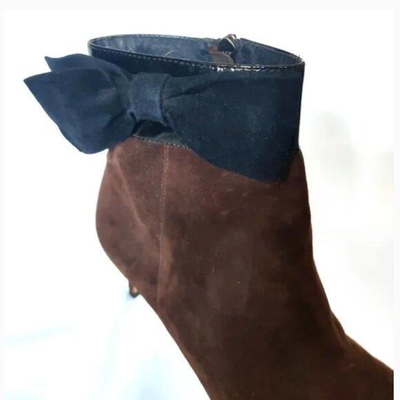 kate spade brown and black suede leather bow heels boots size 6 *PLEASE READ* - Picture 4 of 7